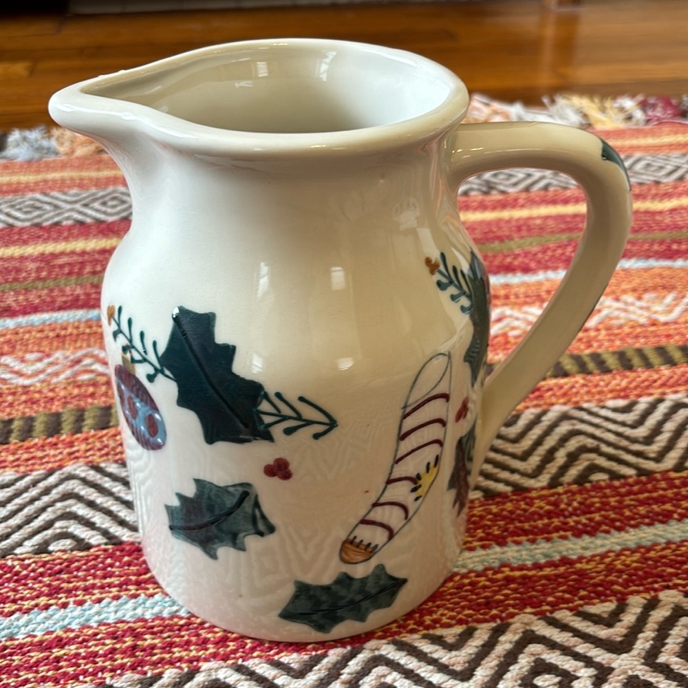 Vintage 1990 Hartstone Pottery Christmas Pitcher